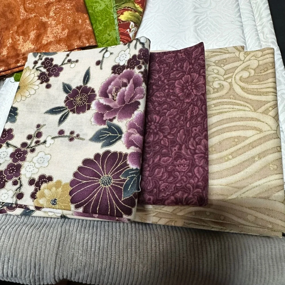 Betty Blais Kimonos Paper Pieced Quilt Pattern & Fabric Lot Embellishment Villag